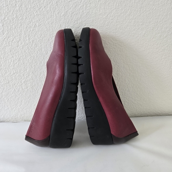 Wonders Fly Classic Leather Wedge Pumps Loafer Burgundy Size 39 Or US 9 - Picture 14 of 16